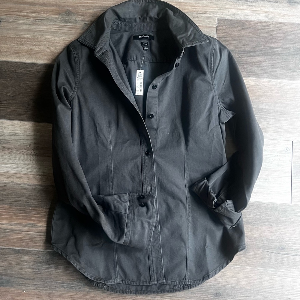 Grey Denim Heavy Fitted Button Up